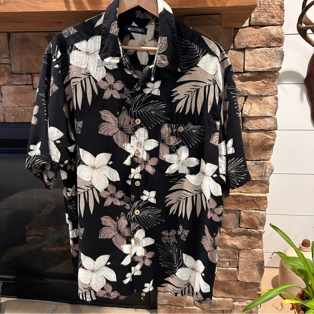 ✨Puritan Floral Men's Hawaiian Vintage Shirt size L (42/44)‎